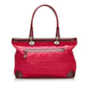 Red Dior Cannage Nylon Tote Bag