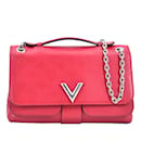 Bolso satchel con cadena Louis Vuitton Monogram Cuir Plume Ecume rojo