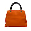 Orangefarbene Gucci-Kleine Bambus-Shopper-Umhängetasche