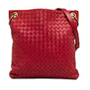 Red Bottega Veneta Intrecciato Crossbody Bag