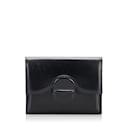 Black Hermes Box Calf Leather Clutch Bag - Hermès