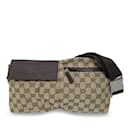 Taupe Gucci GG Canvas Double Pocket Belt Bag