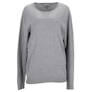 Tommy Hilfiger Suéter masculino regular fit em algodão cinza claro