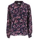Tommy Hilfiger Womens Floral Popover Relaxed Fit Blouse in Navy Blue Viscose