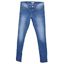 Jeans elasticizzati a vita media sbiaditi da donna Tommy Hilfiger in cotone blu