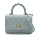 CC Caviar Quilted Flap Bag mit kleinem Griff AS2215 - Chanel