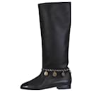 Black knee high boots with CC charms - size EU 37 - Chanel