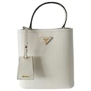 Prada basket bag in white Saffiano leather