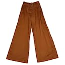Brown Drawstring Wide Leg Pants - Hermès
