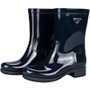 Prada Blue Triangle Women Rain Boots (39)