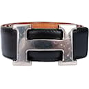 Cinturón reversible con hebilla H plateada de Hermes (85) - Hermès