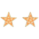 Brincos Chanel Gold Esmalte CC Star Clip-On