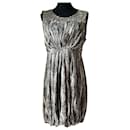 Magnifique robe LORNA BOSE en soie 100%, motif gris-blanc-noir - Autre Marque