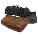 Coach Shoulder Bag Leather 3Set Black Brown Auth ar11280