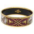 HERMES Emaille GM Bangle Bracelet Metal Cloisonn Red Gold Auth ki3953 - Hermès