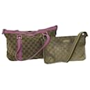 Gucci GG Canvas Sherry Line Shoulder Bag 2Set Beige Brown gray Auth ar11231