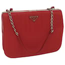 PRADA Chain Shoulder Bag Nylon Red Auth 63571 - Prada