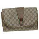 GUCCI GG Canvas Web Sherry Line Clutch Bag PVC Beige Green Red Auth 64005 - Gucci