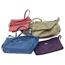 Coach Shoulder Bag Leather 4Set Pink Blue Navy Auth ar11284