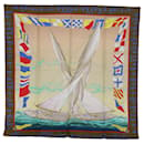 HERMES CARRE 90 EN COURSE Scarf Silk Khaki Auth 62410 - Hermès