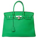 HERMES BIRKIN BAG 35 in Green Leather - 101702 - Hermès