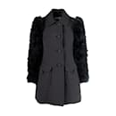 Red Valentino Wool Coat with Animal Feather Sleeves