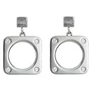 DOLCE & GABBANA DJ earrings0759 in square steel with white crystals - Dolce & Gabbana