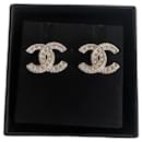 Chanel CC golden rhinestone earrings