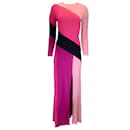 Prabal Gurung rosa / púrpura / Vestido largo color block de manga larga con detalle de malla negro