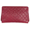 Chanel Dark Pink Quilted Caviar CC Timeless Frame Clutch