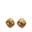 Gold Chanel CC Clip On Earrings