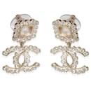Chanel 2021 CC Drop Gold Tone Earring With Strass & Resin
