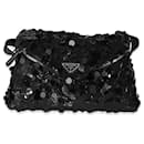 Prada Black Vitello Trimmed Sequin Signaux Paillettes Bag