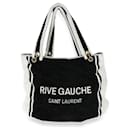 Saint Laurent Rive Gauche Bolso Tote De Toalla De Playa De Felpa Blanco Y Negro