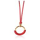 Hermès Rose Mexico Swift Gold Plated Loop Pendant