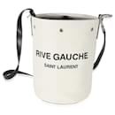 Saint Laurent Rive Gauche Eimer aus weißem Leinen