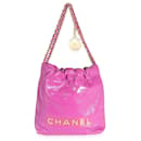 Chanel Piel de becerro acolchada brillante violeta Mini Chanel 22 Obrero temporal
