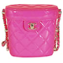 Chanel 23C Neon Pink Quilted Patent Vanity Case