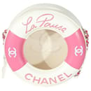 Chanel Rosa Branco Pele de Cordeiro PVC Redondo Coco Lifesaver