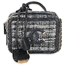 Chanel Navy Tweed Snakeskin Small CC Filigree Vanity Case