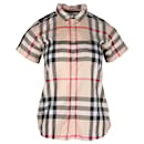 Burberry Check Short-Sleeve Shirt in Beige Cotton