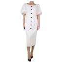 Vestido midi branco manga curta bufante - tamanho UK 10 - Autre Marque