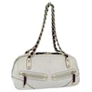 GUCCI Sherry Line Chain Shoulder Bag Leather White Navy Red 152462 auth 63591 - Gucci