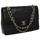 CHANEL Matelasse Turn Lock Chain Bag Lamb Skin Paris Only Black CC Auth 63771 - Chanel