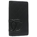 CHANEL Cambon Line Wallet Leather Black CC Auth am5582 - Chanel
