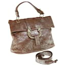 Bolsa de mão BVLGARI em couro marrom com autenticação11381 - Bulgari
