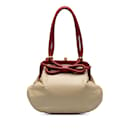 Beige Chanel Perforated Bow Frame Handbag