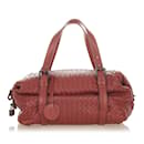 Red Bottega Veneta Intrecciato Leather Handbag