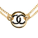 Colar de fantasia de gargantilha de corrente forrada Chanel CC de ouro
