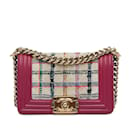 Bolsa Chanel Pequena Tweed Rosa